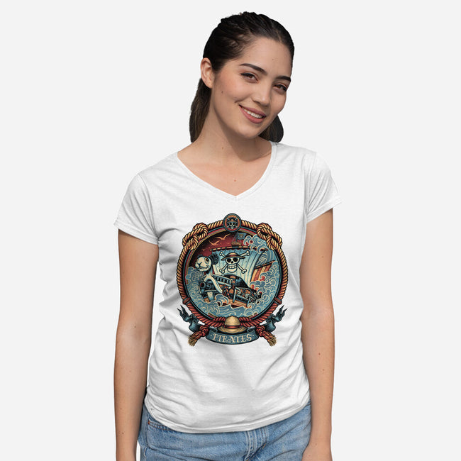 It's All About The Pirate Life-Womens-V-Neck-Tee-glitchygorilla