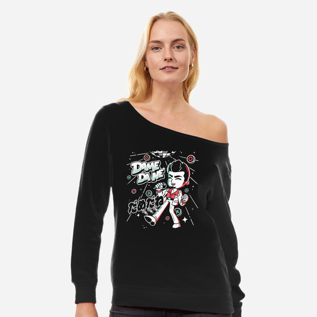 Dame Da Ne Karaoke-Womens-Off Shoulder-Sweatshirt-estudiofitas