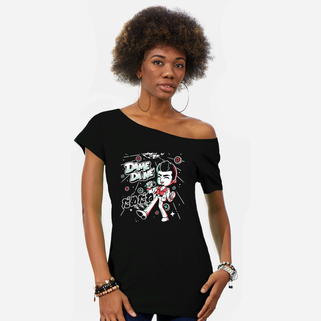 Dame Da Ne Karaoke-Womens-Off Shoulder-Tee-estudiofitas