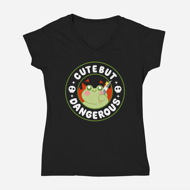 Cute But Dangerous Toad-Womens-V-Neck-Tee-Tri haryadi