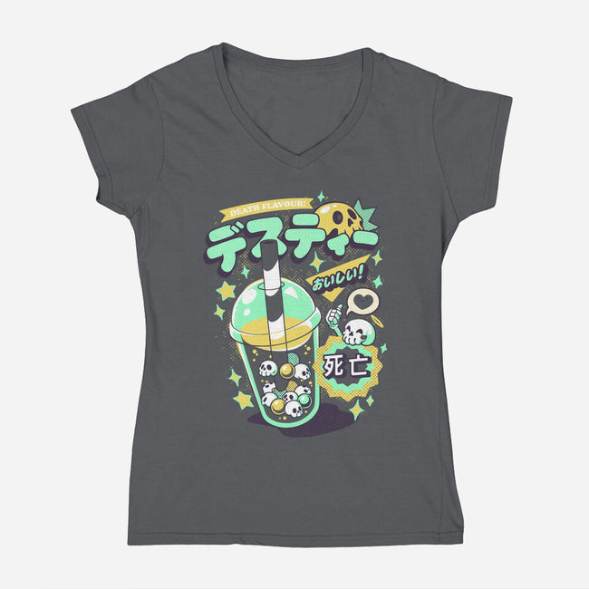 Death Tea Boba-Womens-V-Neck-Tee-ilustrata