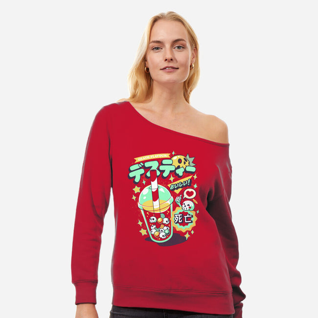 Death Tea Boba-Womens-Off Shoulder-Sweatshirt-ilustrata