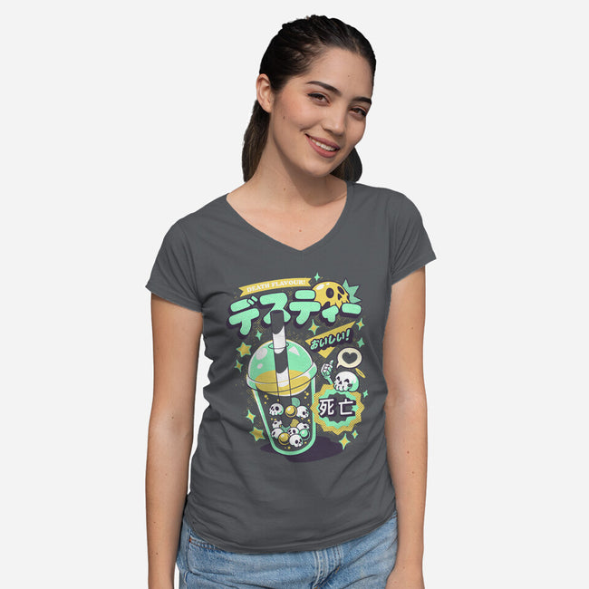 Death Tea Boba-Womens-V-Neck-Tee-ilustrata