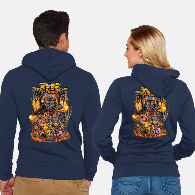 Agumon Evo-Unisex-Zip-Up-Sweatshirt-Knegosfield