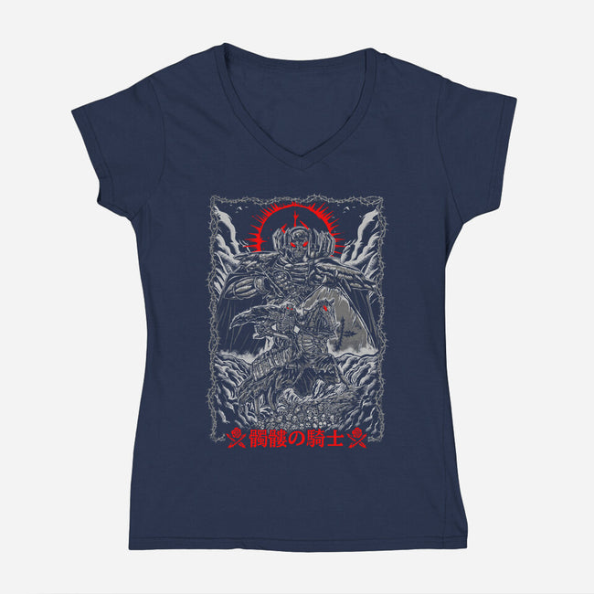 The Quest Of Skull Knight-Womens-V-Neck-Tee-Knegosfield