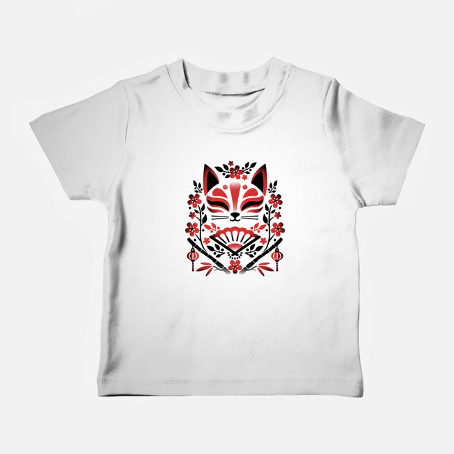 Kitsune Floral Symmetry-Baby-Basic-Tee-NemiMakeit