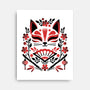 Kitsune Floral Symmetry-None-Stretched-Canvas-NemiMakeit