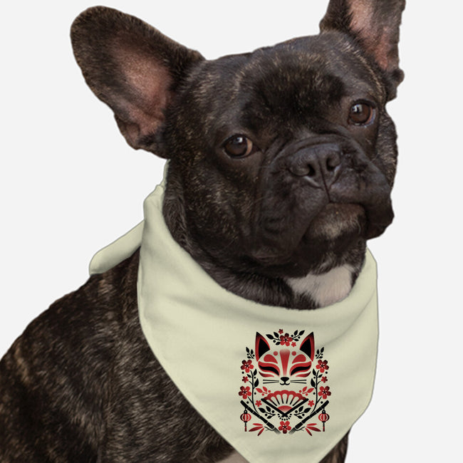 Kitsune Floral Symmetry-Dog-Bandana-Pet Collar-NemiMakeit