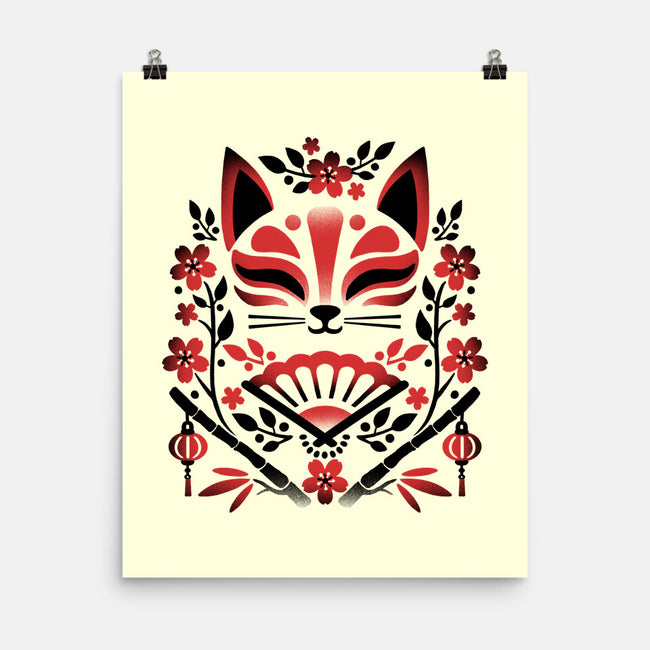 Kitsune Floral Symmetry-None-Matte-Poster-NemiMakeit