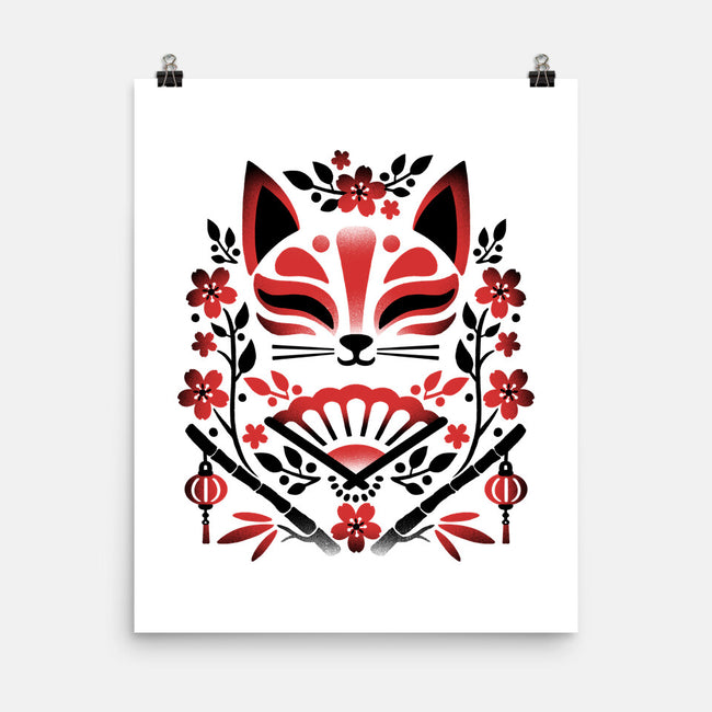 Kitsune Floral Symmetry-None-Matte-Poster-NemiMakeit