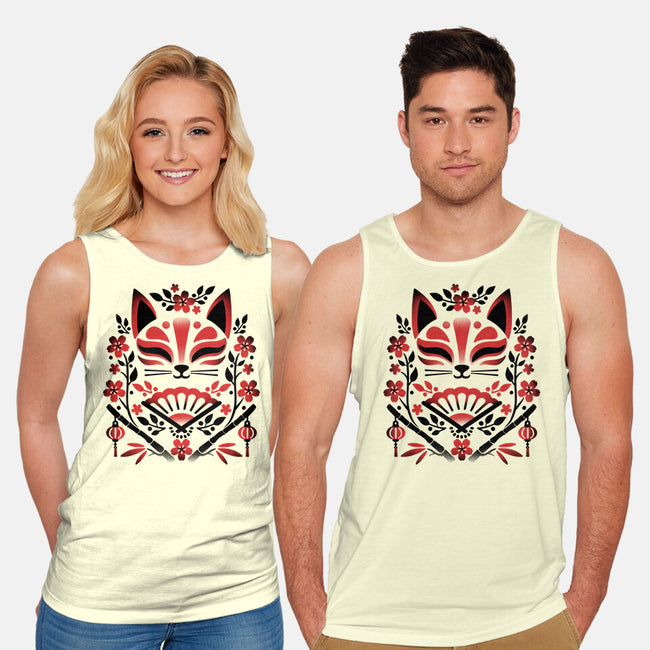 Kitsune Floral Symmetry-Unisex-Basic-Tank-NemiMakeit