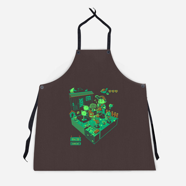 Farmer Vs Zombies-Unisex-Kitchen-Apron-Heyra Vieira