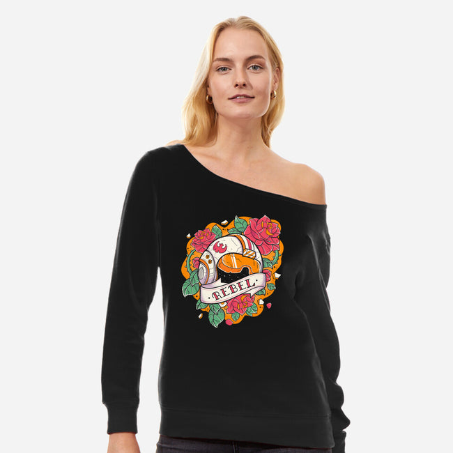 The Rebel-Womens-Off Shoulder-Sweatshirt-Ca Mask