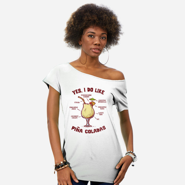 Yes I Do Like Pina Coladas-Womens-Off Shoulder-Tee-kg07