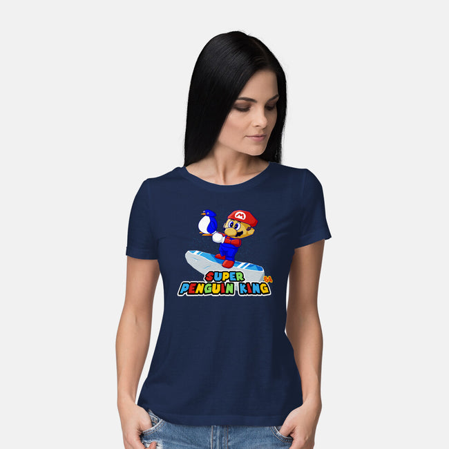 Super Penguin King 64-Womens-Basic-Tee-rocketman_art