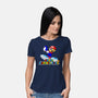 Super Penguin King 64-Womens-Basic-Tee-rocketman_art