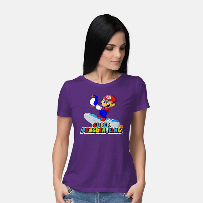 Super Penguin King 64-Womens-Basic-Tee-rocketman_art