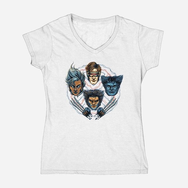 Mutant And Proud-Womens-V-Neck-Tee-glitchygorilla