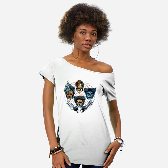 Mutant And Proud-Womens-Off Shoulder-Tee-glitchygorilla