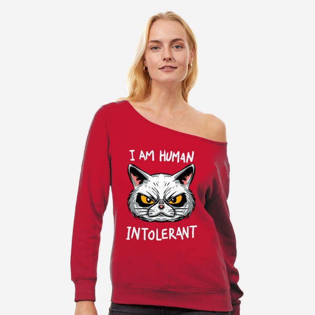 Human Intolerant-Womens-Off Shoulder-Sweatshirt-kharmazero