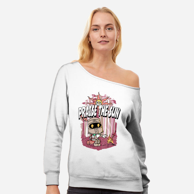 Praise The Sun Retro-Womens-Off Shoulder-Sweatshirt-Donnie