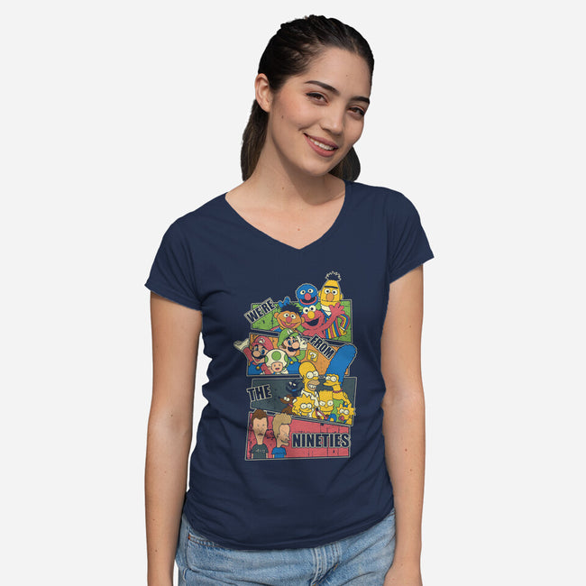 We're From The Nineties-Womens-V-Neck-Tee-turborat14