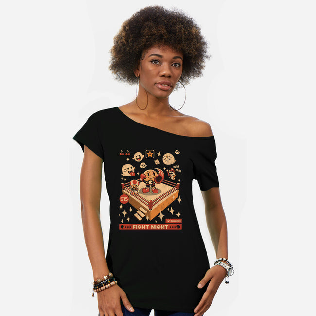 Retro Arcade Showdown-Womens-Off Shoulder-Tee-Heyra Vieira