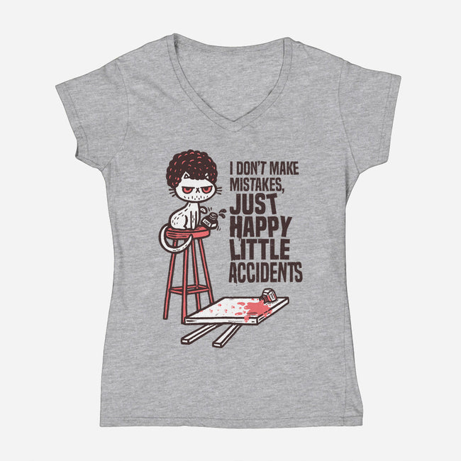 Just Happy Little Accidents-Womens-V-Neck-Tee-Wenceslao A Romero