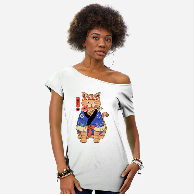 The Sushi Meowster-Womens-Off Shoulder-Tee-vp021