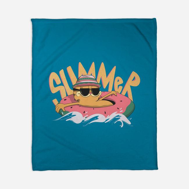 Summer Cat-None-Fleece-Blanket-OnlyColorsDesigns