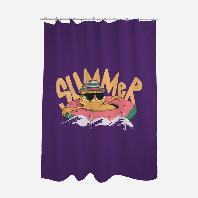 Summer Cat-None-Polyester-Shower Curtain-OnlyColorsDesigns