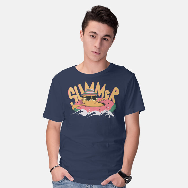 Summer Cat-Mens-Basic-Tee-OnlyColorsDesigns