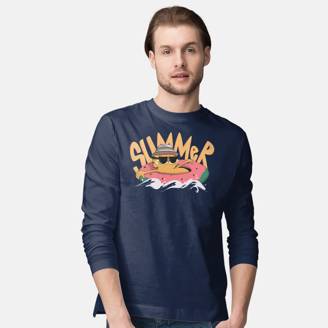 Summer Cat-Mens-Long Sleeved-Tee-OnlyColorsDesigns