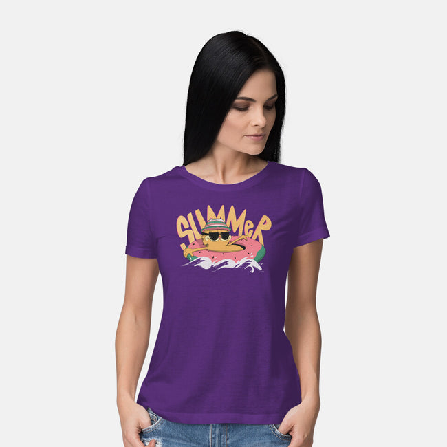 Summer Cat-Womens-Basic-Tee-OnlyColorsDesigns