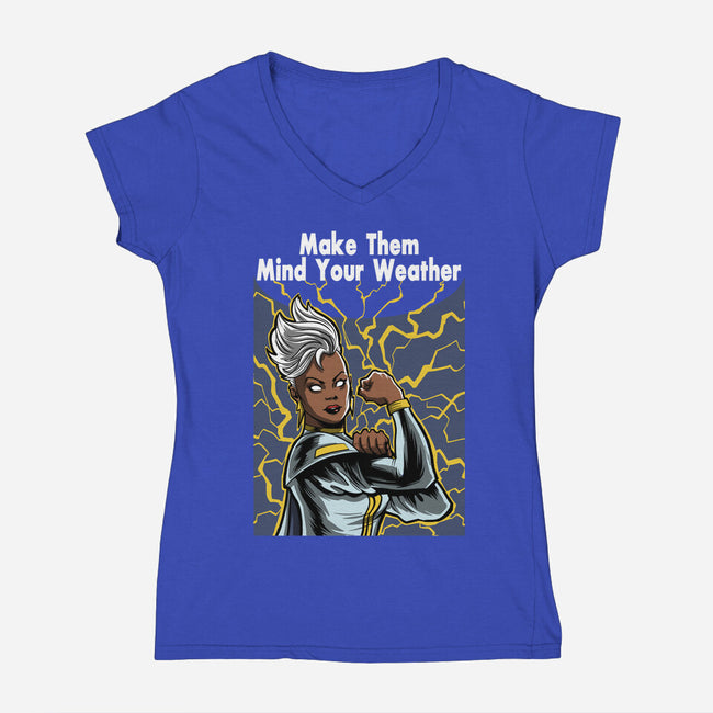 Storm Can Do It-Womens-V-Neck-Tee-zascanauta