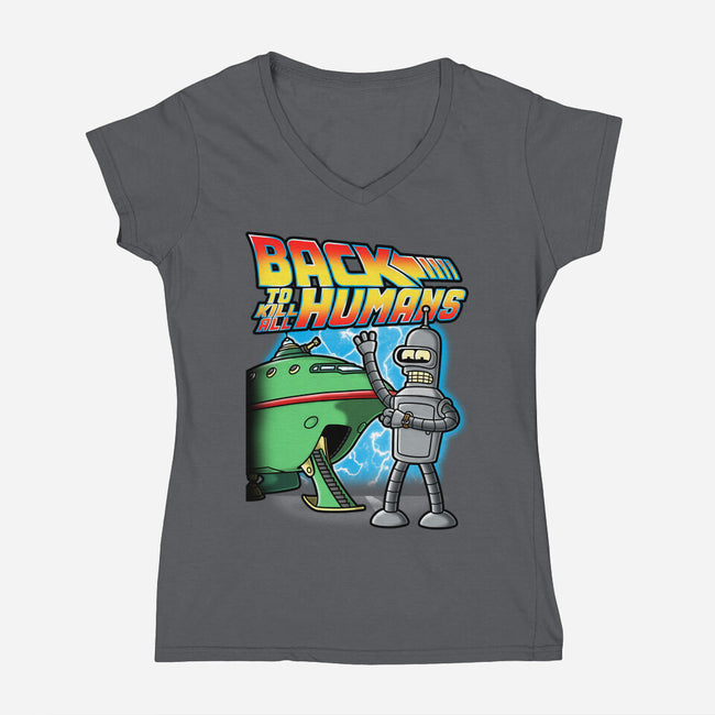 Back To Kill All Humans-Womens-V-Neck-Tee-Barbadifuoco