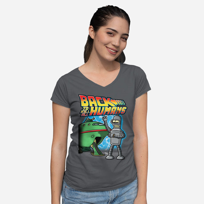 Back To Kill All Humans-Womens-V-Neck-Tee-Barbadifuoco