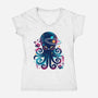 Space Octopus Galaxy-Womens-V-Neck-Tee-NemiMakeit