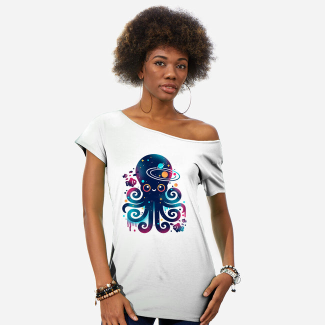 Space Octopus Galaxy-Womens-Off Shoulder-Tee-NemiMakeit