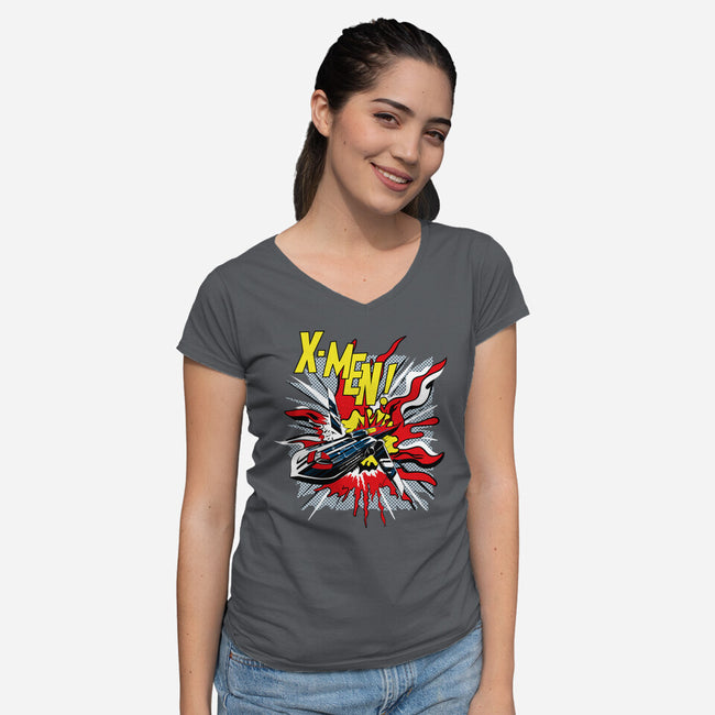 X-Pop-Womens-V-Neck-Tee-rocketman_art