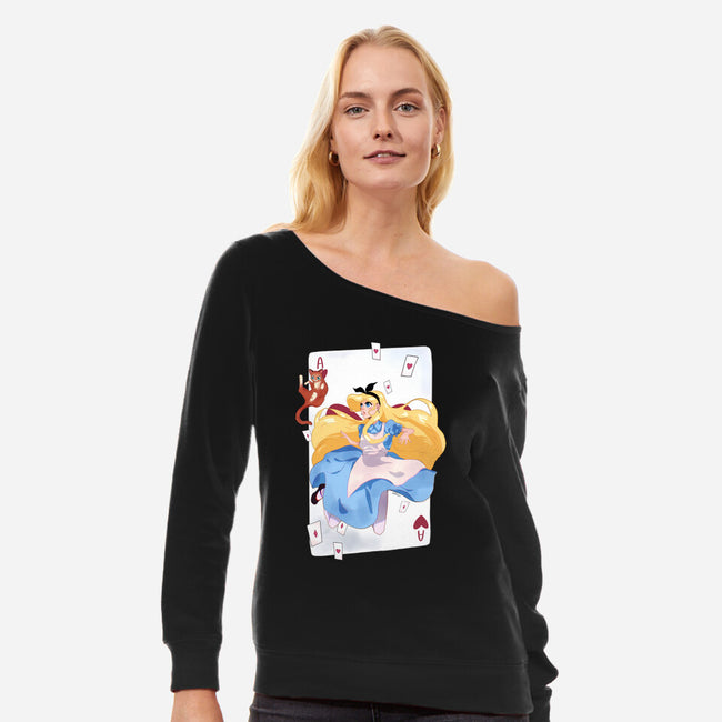 Wonderland Card-Womens-Off Shoulder-Sweatshirt-Rayuzu