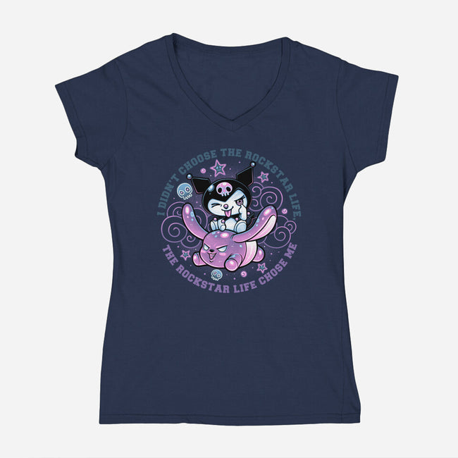 Cute Little Rockstar-Womens-V-Neck-Tee-glitchygorilla