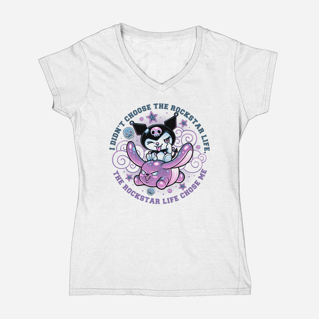 Cute Little Rockstar-Womens-V-Neck-Tee-glitchygorilla