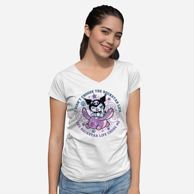 Cute Little Rockstar-Womens-V-Neck-Tee-glitchygorilla