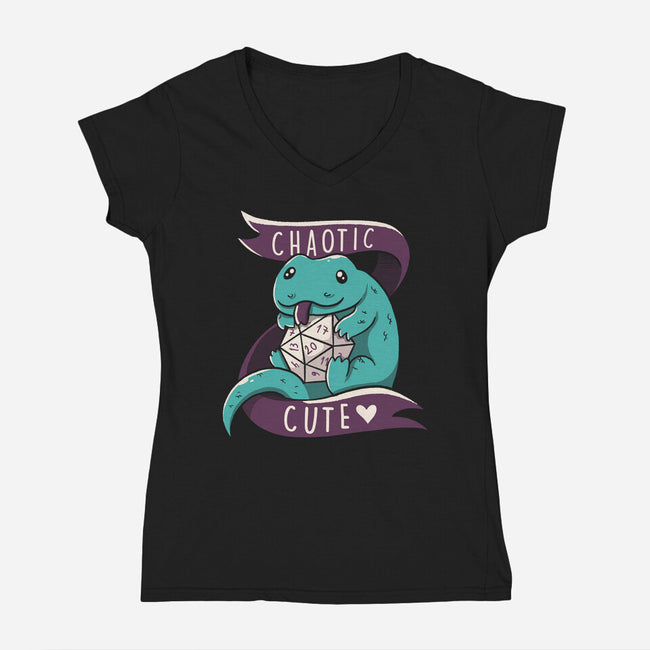 Chaotic Cute RPG Dragon-Womens-V-Neck-Tee-tobefonseca