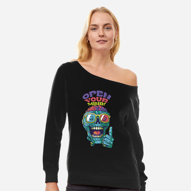 Just Be Open Minded-Womens-Off Shoulder-Sweatshirt-tobefonseca