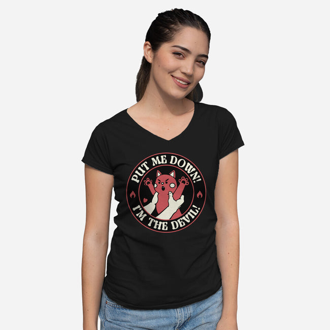 Put Me Down-Womens-V-Neck-Tee-tobefonseca