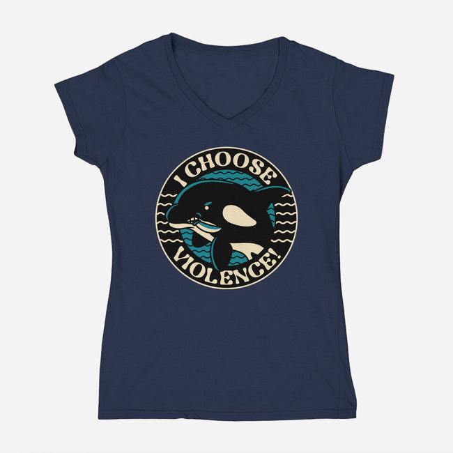 Orca I Choose Violence Seal-Womens-V-Neck-Tee-tobefonseca