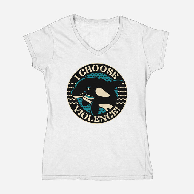 Orca I Choose Violence Seal-Womens-V-Neck-Tee-tobefonseca