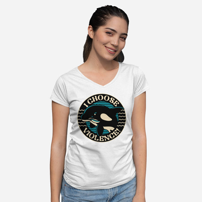 Orca I Choose Violence Seal-Womens-V-Neck-Tee-tobefonseca